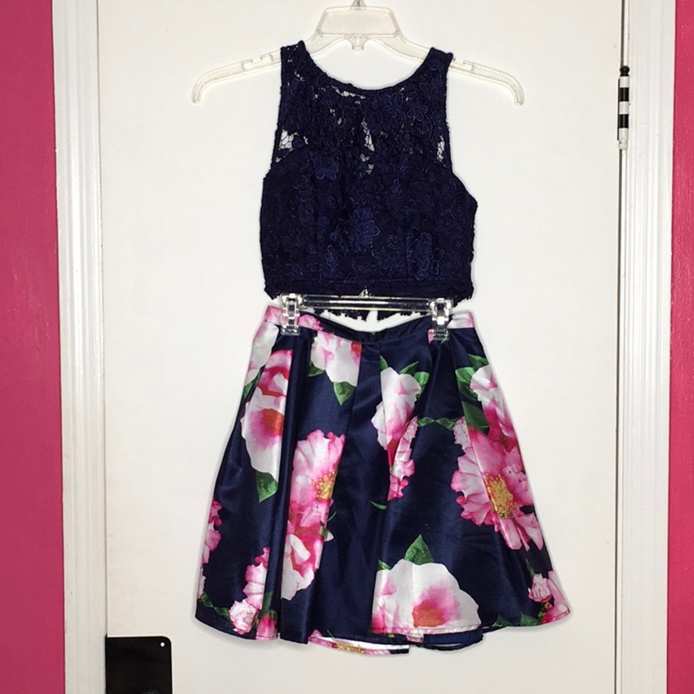 Macy’s | Blue and Pink two piece dress